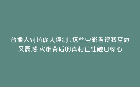 普通人对抗庞大体制，这些电影看得我窒息又震撼！灾难背后的真相往往触目惊心