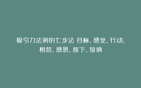 吸引力法则的七步法：目标、感受、行动、相信、感恩、放下、接纳