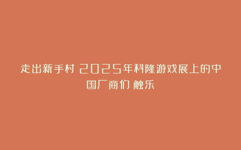 走出新手村：2025年科隆游戏展上的中国厂商们丨触乐