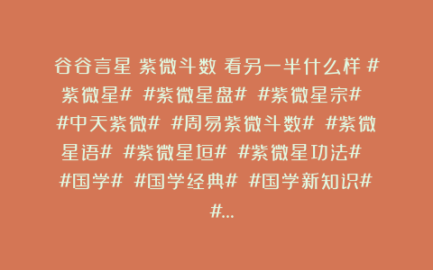 谷谷言星：紫微斗数｜看另一半什么样？#紫微星# #紫微星盘# #紫微星宗# #中天紫微# #周易紫微斗数# #紫微星语# #紫微星垣# #紫微星功法# #国学# #国学经典# #国学新知识# #…