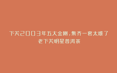 下关2003年五大金刚，集齐一套太难了！老下关明星普洱茶
