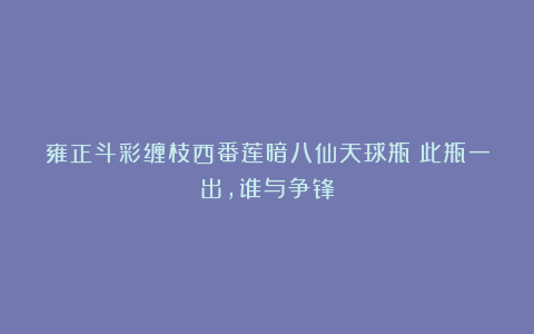 雍正斗彩缠枝西番莲暗八仙天球瓶：此瓶一出，谁与争锋