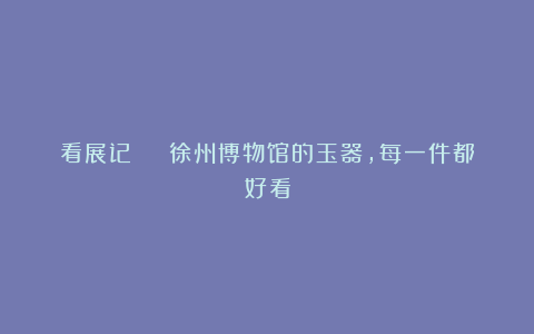 看展记 | 徐州博物馆的玉器，每一件都好看