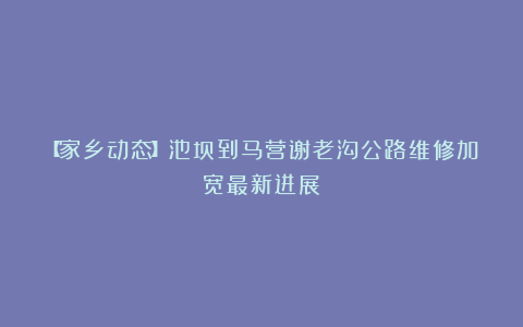 【家乡动态】池坝到马营谢老沟公路维修加宽最新进展