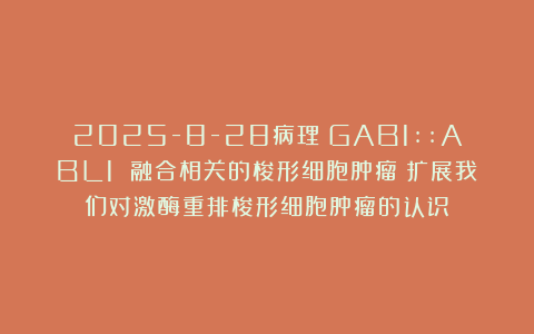 2025-8-28病理：GAB1::ABL1 融合相关的梭形细胞肿瘤：扩展我们对激酶重排梭形细胞肿瘤的认识