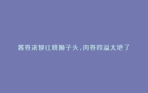 酱香浓郁红烧狮子头，肉香四溢太绝了！