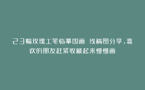 23幅玫瑰工笔临摹国画 线稿图分享，喜欢的朋友赶紧收藏起来慢慢画！