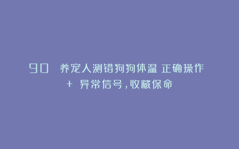90% 养宠人测错狗狗体温！正确操作 + 异常信号，收藏保命