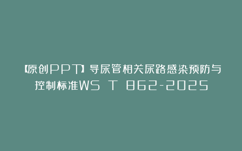 【原创PPT】导尿管相关尿路感染预防与控制标准WS T 862-2025