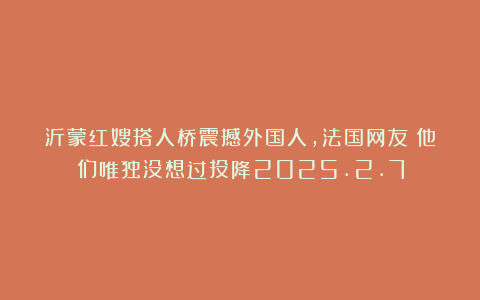 沂蒙红嫂搭人桥震撼外国人，法国网友：他们唯独没想过投降2025.2.7