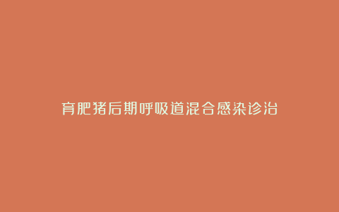 育肥猪后期呼吸道混合感染诊治