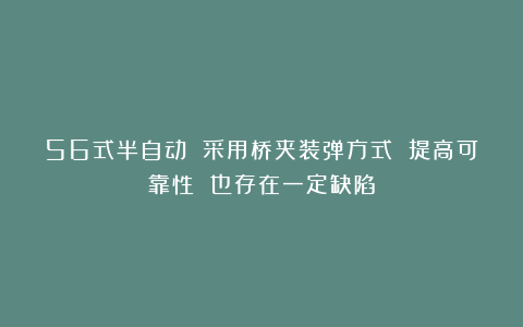 56式半自动 采用桥夹装弹方式 提高可靠性 也存在一定缺陷