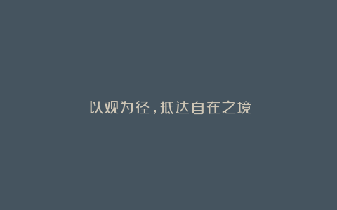 《以观为径，抵达自在之境》