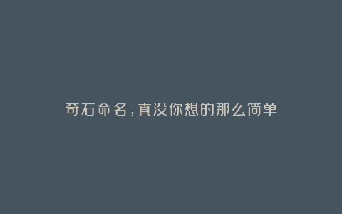 奇石命名，真没你想的那么简单