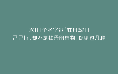 这10个名字带”牡丹”，却不是牡丹的植物，你见过几种？