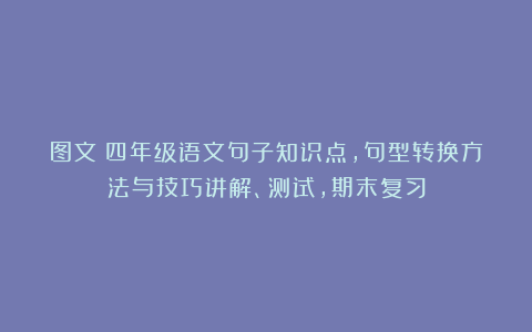 图文：四年级语文句子知识点，句型转换方法与技巧讲解、测试，期末复习
