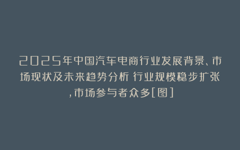 2025年中国汽车电商行业发展背景、市场现状及未来趋势分析：行业规模稳步扩张，市场参与者众多[图]