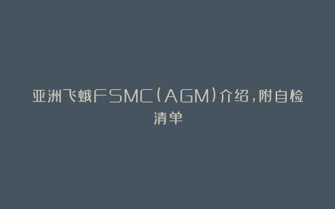亚洲飞蛾FSMC(AGM)介绍，附自检清单