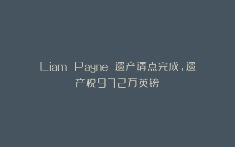 Liam Payne 遗产请点完成，遗产税972万英镑！