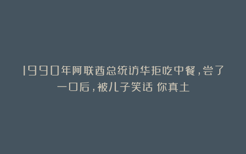 1990年阿联酋总统访华拒吃中餐，尝了一口后，被儿子笑话：你真土