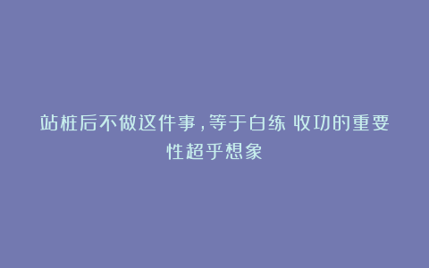 站桩后不做这件事，等于白练？收功的重要性超乎想象！