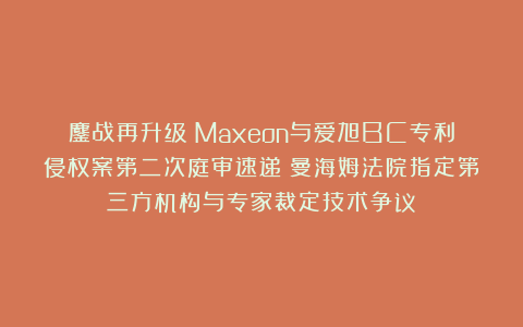 鏖战再升级！Maxeon与爱旭BC专利侵权案第二次庭审速递：曼海姆法院指定第三方机构与专家裁定技术争议