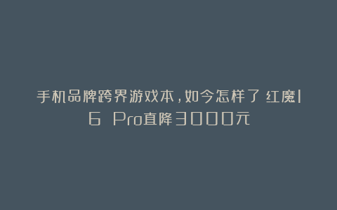 手机品牌跨界游戏本，如今怎样了？红魔16 Pro直降3000元