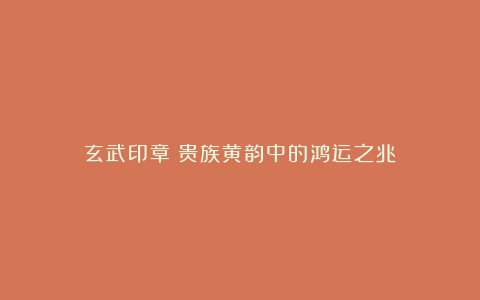 玄武印章：贵族黄韵中的鸿运之兆