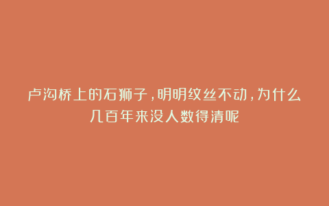 卢沟桥上的石狮子，明明纹丝不动，为什么几百年来没人数得清呢？