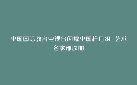 中国国际教育电视台闪耀中国栏目组-艺术名家邢原丽