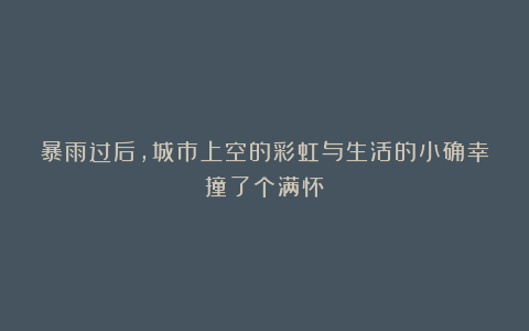 暴雨过后，城市上空的彩虹与生活的小确幸撞了个满怀