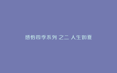 感悟四季系列（之二）人生如夏
