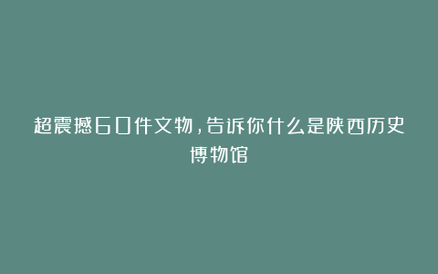 超震撼60件文物,告诉你什么是陕西历史博物馆!