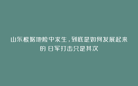 山东根据地险中求生，到底是如何发展起来的？日军打击只是其次