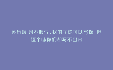 苏东坡：别不服气，我的字你可以写像，但这个味你们却写不出来