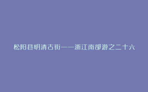 松阳县明清古街——浙江南部游之二十六