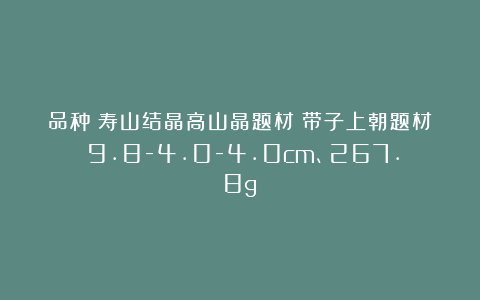 品种：寿山结晶高山晶题材：带子上朝题材：9.8-4.0-4.0cm、267.8g