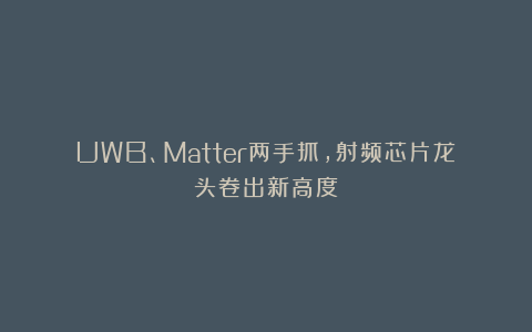 UWB、Matter两手抓，射频芯片龙头卷出新高度