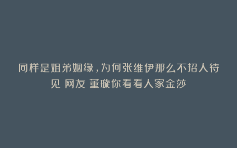 同样是姐弟姻缘,为何张维伊那么不招人待见?网友:董璇你看看人家金莎!