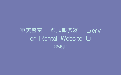 审美鉴赏 | 虚拟服务器 | Server Rental Website Design