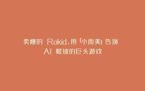 卖爆的 Rokid，用「小而美」告别 AI 眼镜的巨头游戏