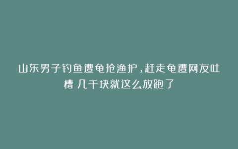 山东男子钓鱼遭龟抢渔护，赶走龟遭网友吐槽：几千块就这么放跑了！
