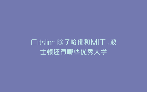 Citslinc：除了哈佛和MIT,波士顿还有哪些优秀大学？