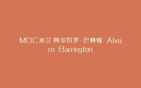 MDC米兰｜阿尔瓦罗·巴林顿 Alvaro Barrington