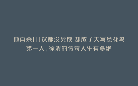 他自杀10次都没死成！却成了大写意花鸟第一人，徐渭的传奇人生有多绝？