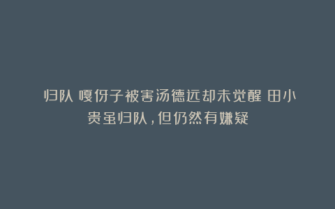 《归队》嘎伢子被害汤德远却未觉醒！田小贵虽归队，但仍然有嫌疑
