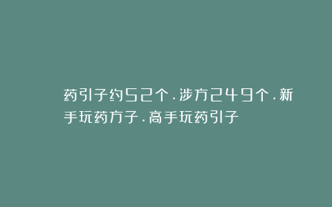 ㊙️👉药引子约52个.涉方249个.新手玩药方子.高手玩药引子👈🉐