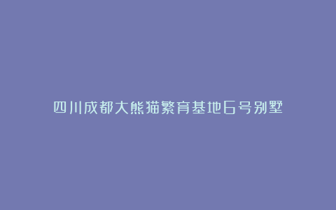 四川成都大熊猫繁育基地6号别墅