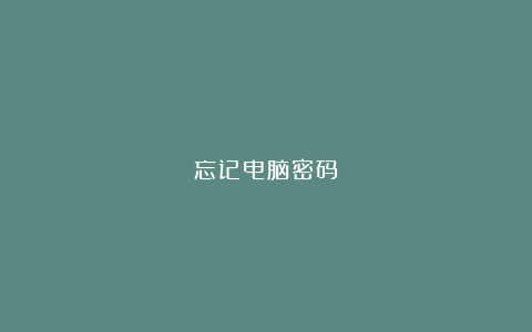 忘记电脑密码