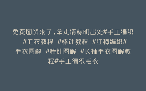 免费图解来了，拿走请标明出处#手工编织 #毛衣教程 #棒针教程 #红梅编织#毛衣图解 #棒针图解 #长袖毛衣图解教程#手工编织毛衣
